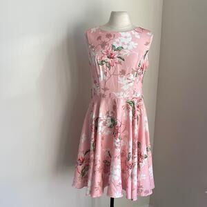 GRACE KARIN Floral Sleeveless Dress Womens Sz Large Pink Fit and Flare Romantic